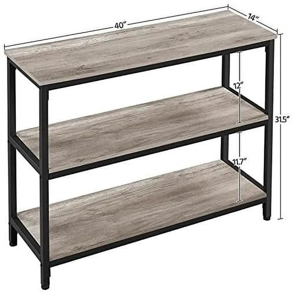 Console Table with Storage Metal Frame 40 x 14 x 32 Inches Gray J69532