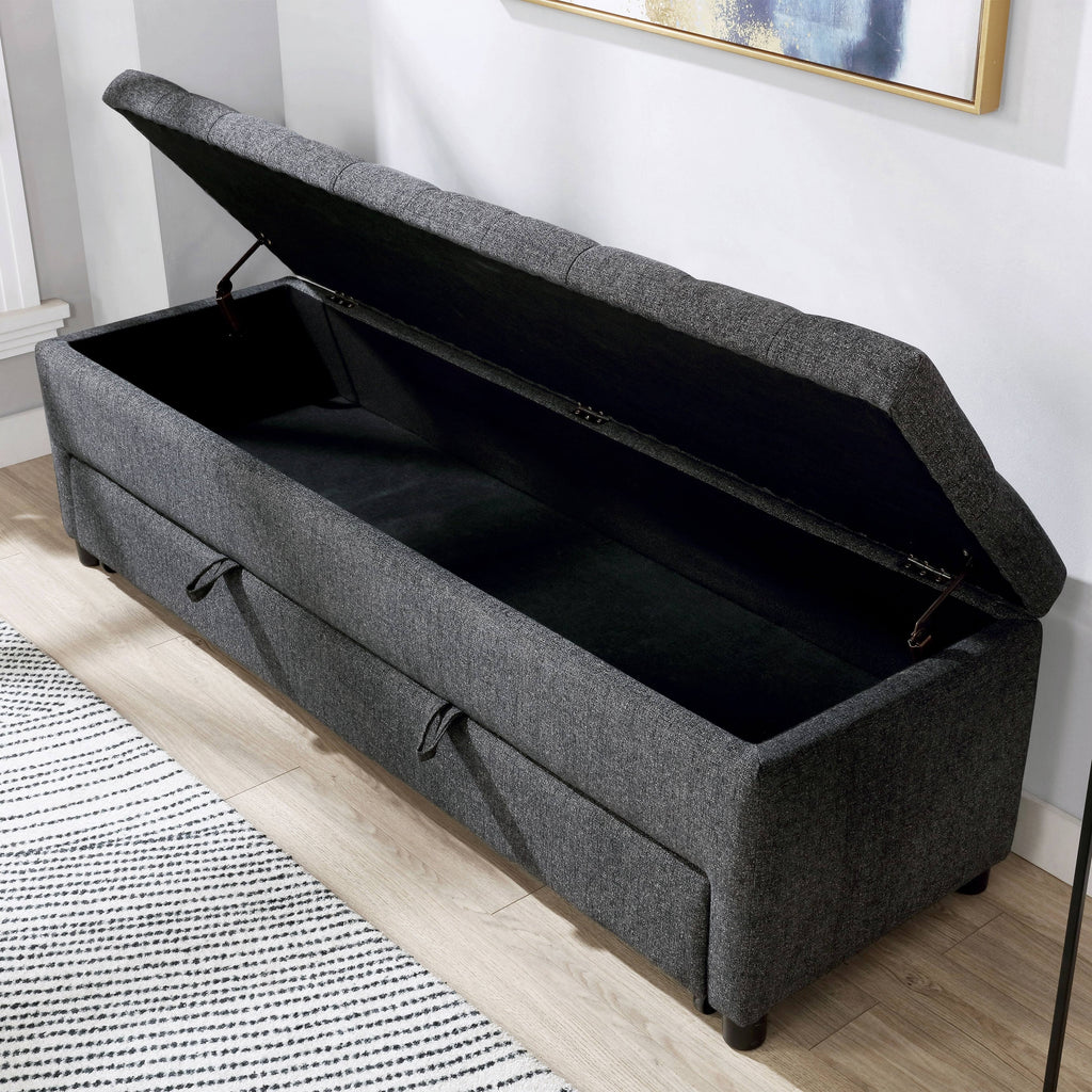 Dark Grey Tufted Storage Bench Y2772