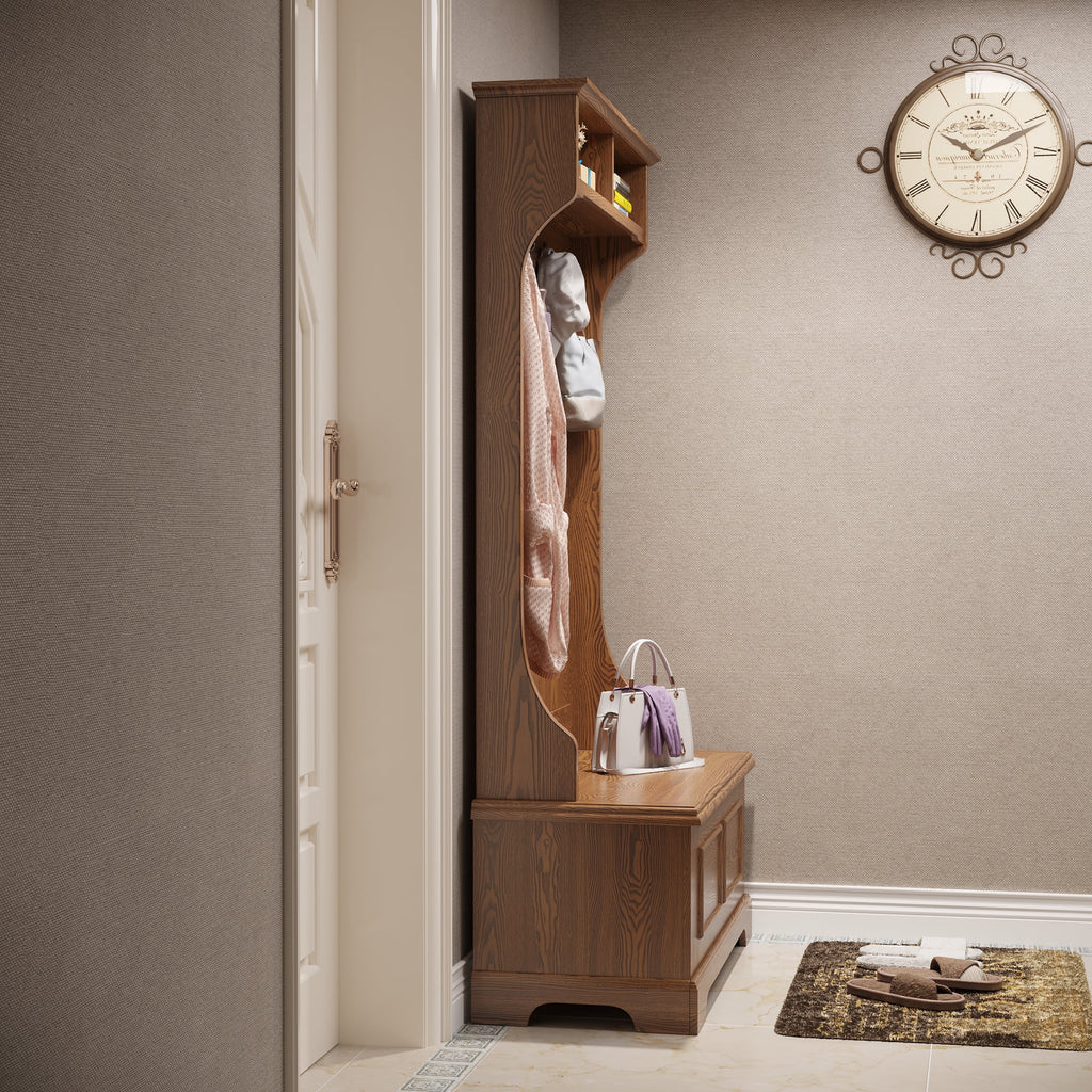 Coat Rack Hall Tree Storage Bench with Cabinet Y9087