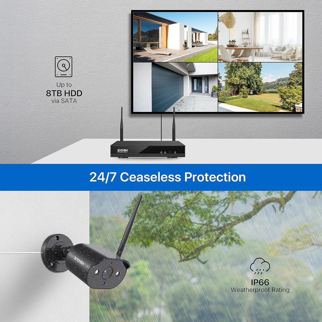 2K 8 Channel CCTV NVR with Hard Drive 1TB and 4pcs 1080P WiFi IP Camera M602954