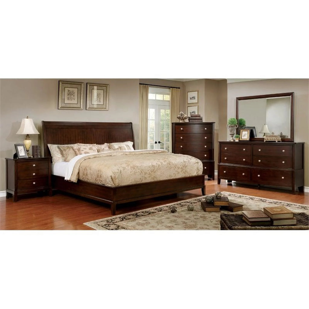 Brown Cherry Wood 3-Drawer Nightstand E913
