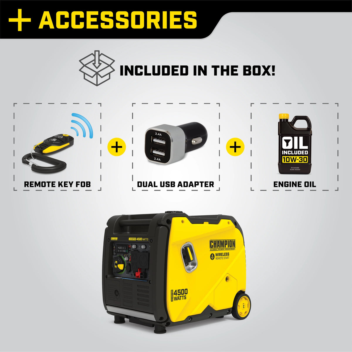 4500-Watt Wireless Remote Start Inverter Generator B9002
