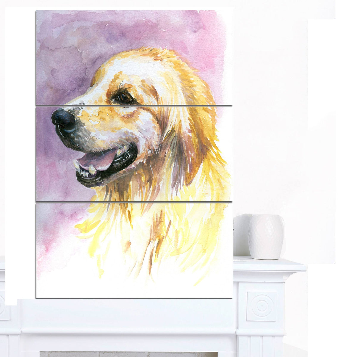 Yellow Watercolor Abstract Canvas Art Print - 3 Panels S8787