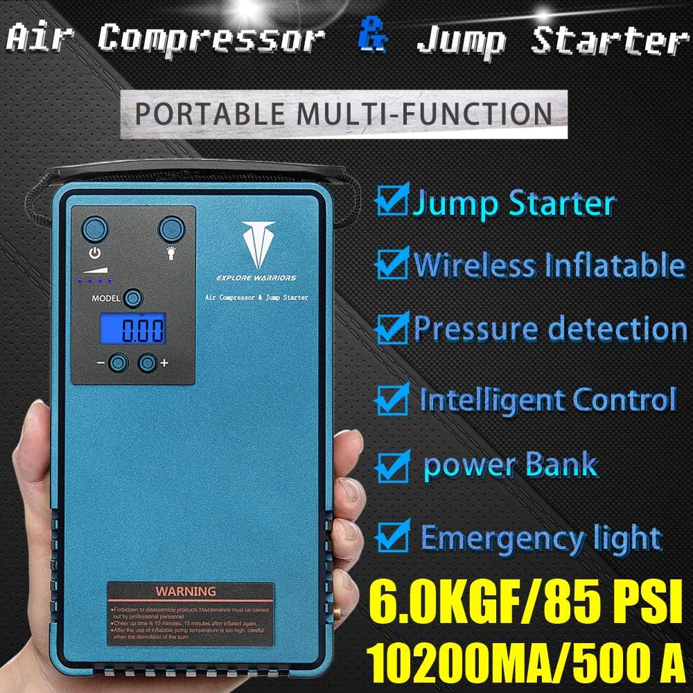 10200Ma 500A Peak Current Portable Jump Starter with Air Compressor Q852