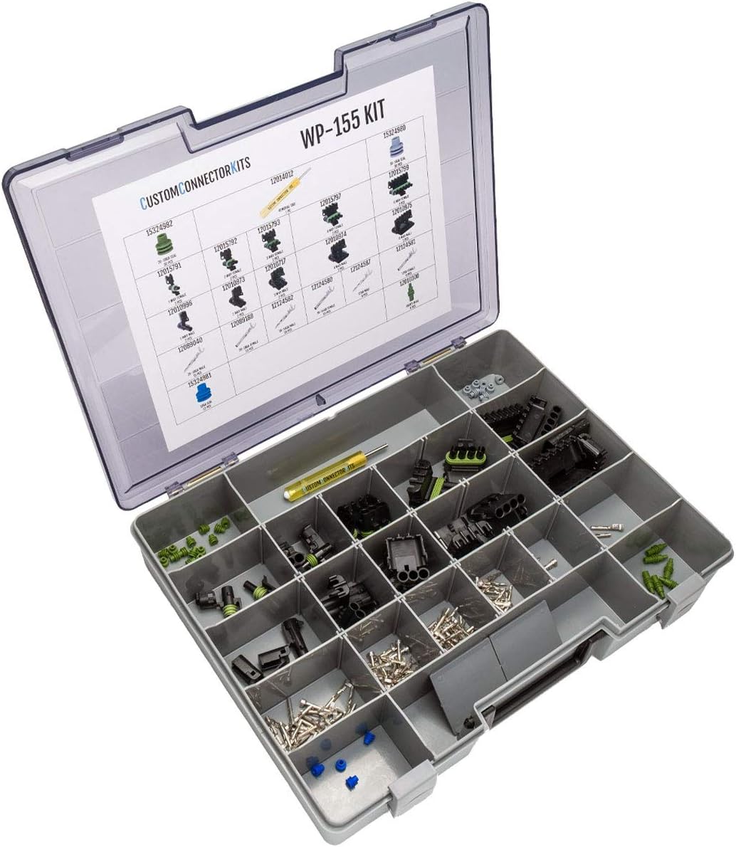 155 Piece Sealed Weatherproof Automotive Electrical Connector Kit with Crimp Tool O891180