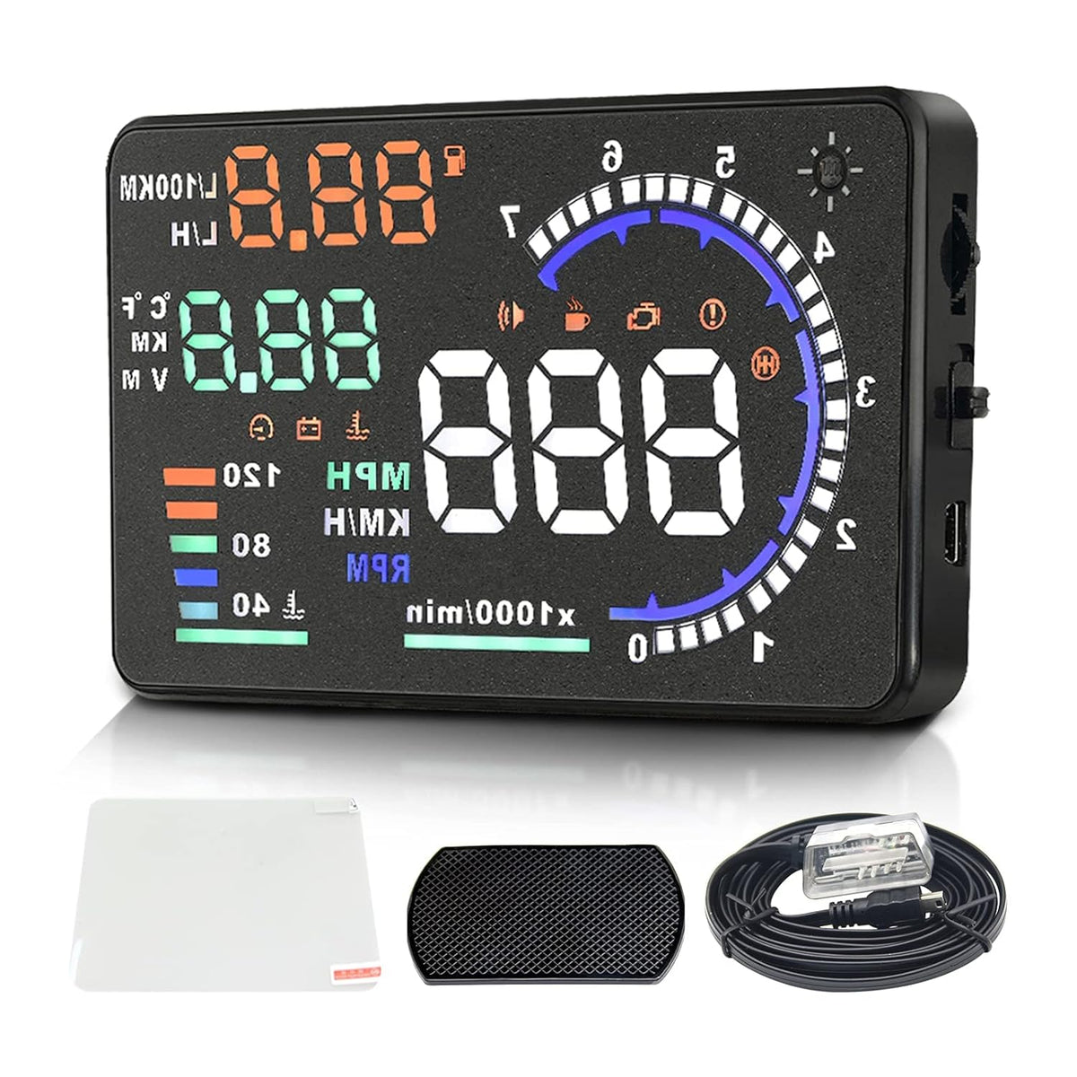 5.5 inches Multi Color Car HUD Windshield Screen Display D7076