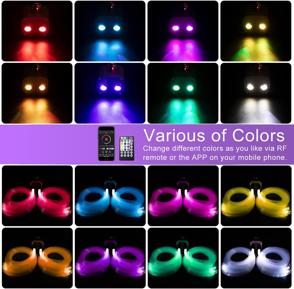 20W Dual-Head RGBW Twinkle Fiber Optic Star Ceiling Light Kit 1100pcs T412835