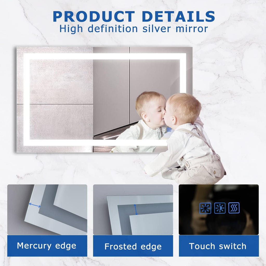 40×24 Inch LED Anti-Fog Dimmable Bathroom Mirror S4890