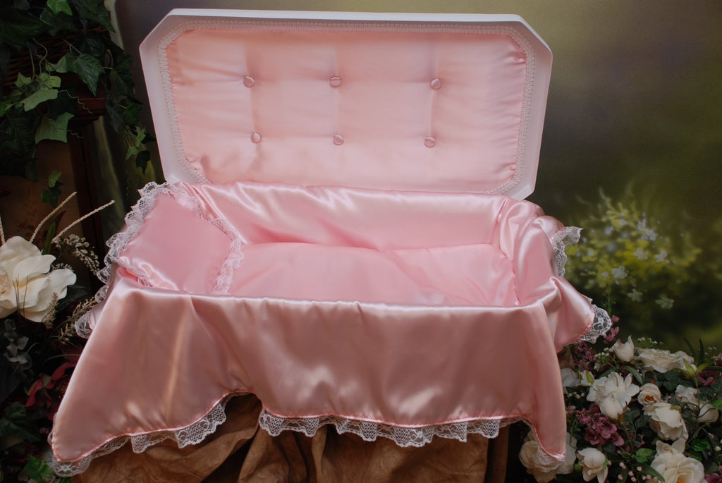 White/Pink Medium Pet Casket P418