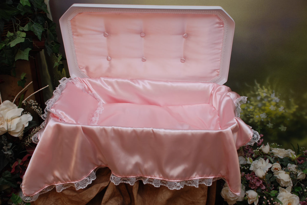 White/Pink Medium Pet Casket P418