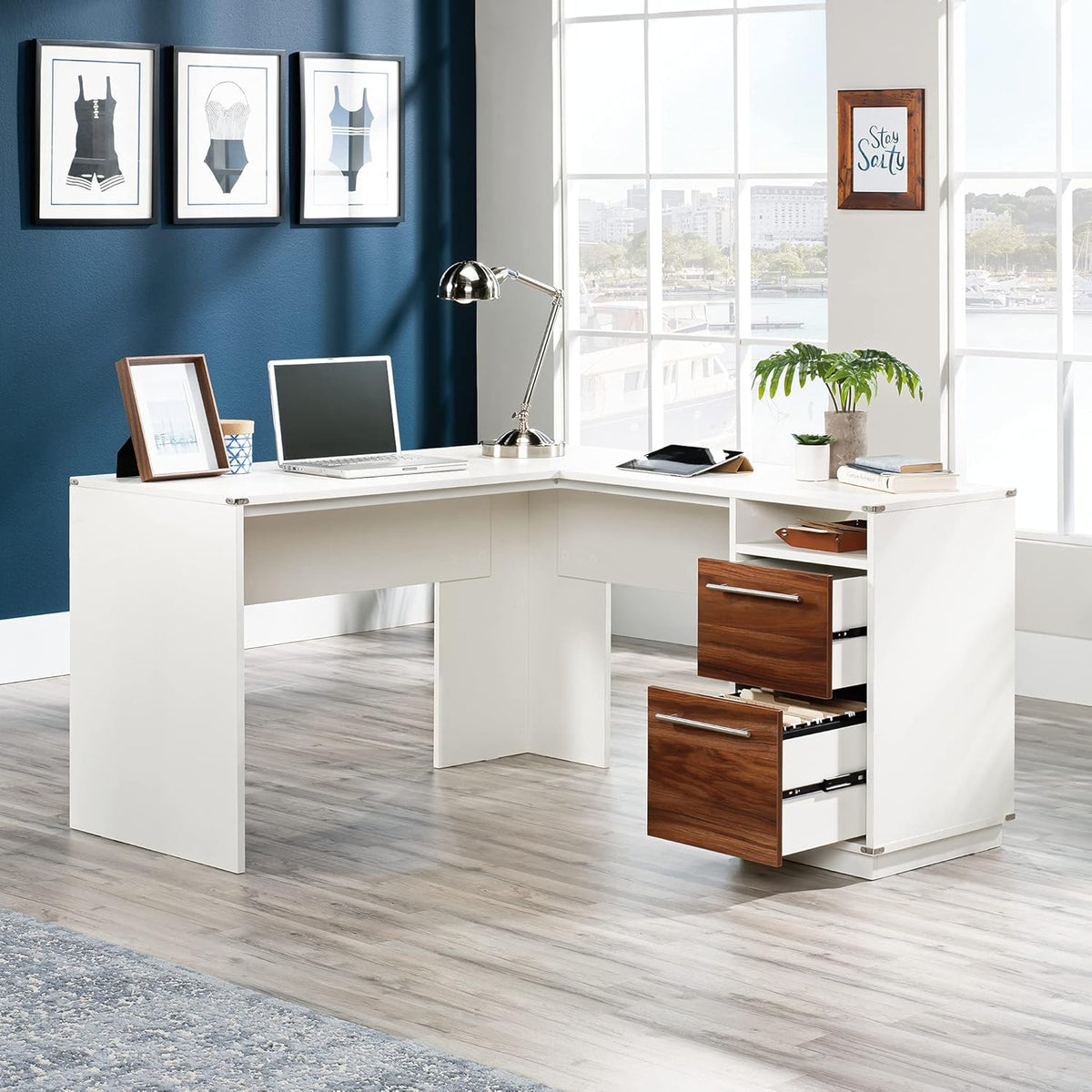 L-Desk, Pearl Oak Finish Z5528