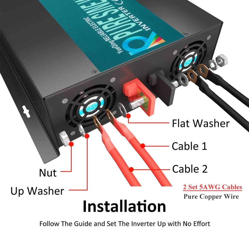2500W Pure Sine Wave Power Inverter 24V DC to 120V AC Q949104