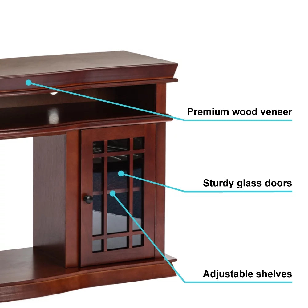 60" x 33" Warm Cherry Finish Fireplace TV Stand R647522