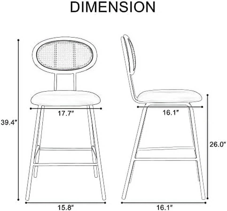 White Boucle Upholstered Barstools with Metal Legs D917578