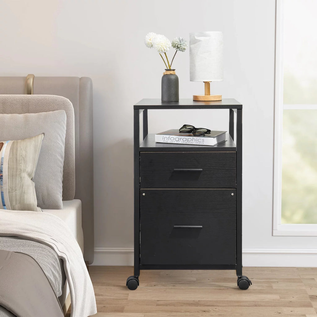 Black 2 Drawer File Cabinet J40454