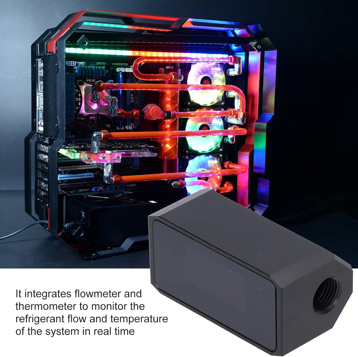 G1/4 Inline PC Water Cooling Flow Meter with OLED Display W6751