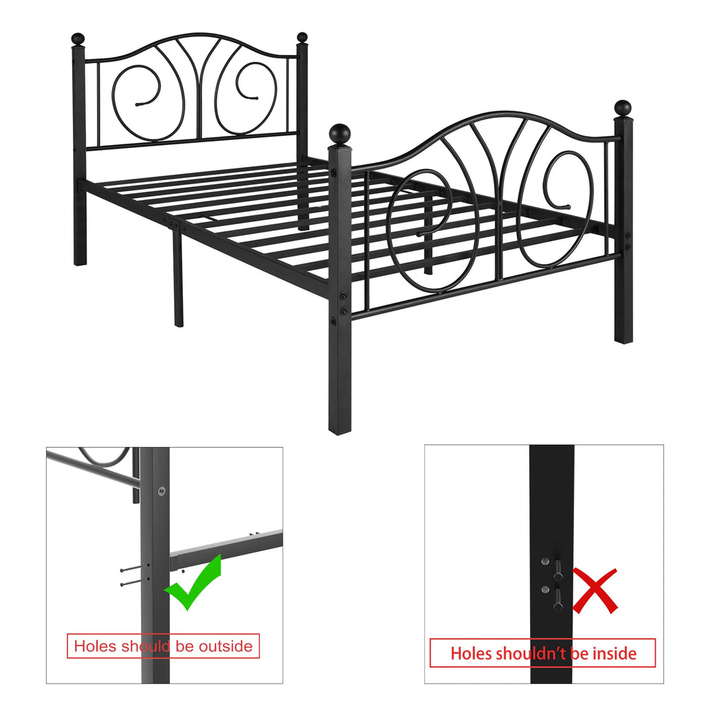 Twin Metal Platform Bed with Headboard and Footboard F5495