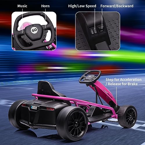 Electric Go Kart, 24V 2 x 300W 8MPH Drift Karts with Seat Belt A6051