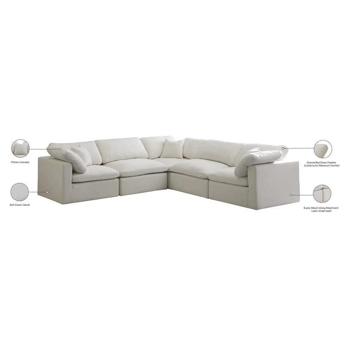 Cream Velvet Modular Sectional M77405