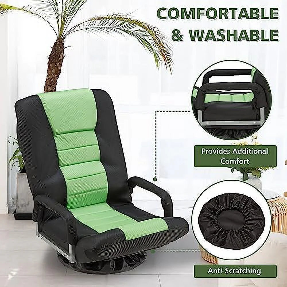Swivel Floor Gaming Chair with Armrests Folding Video Reclining Sofa S464
