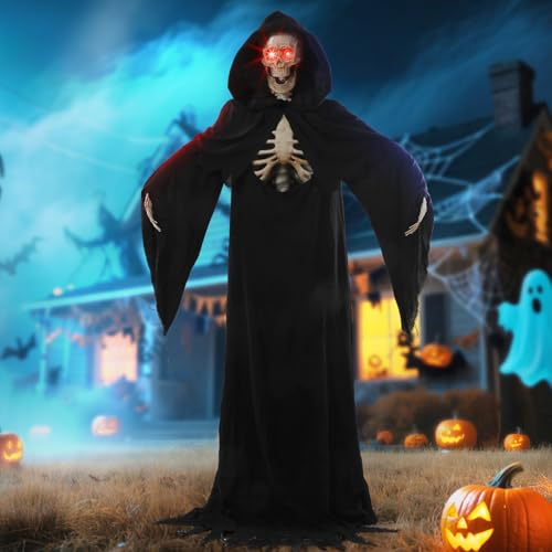 7FT Tall Animated Grim Reaper with Lighted Red Eyes M5253