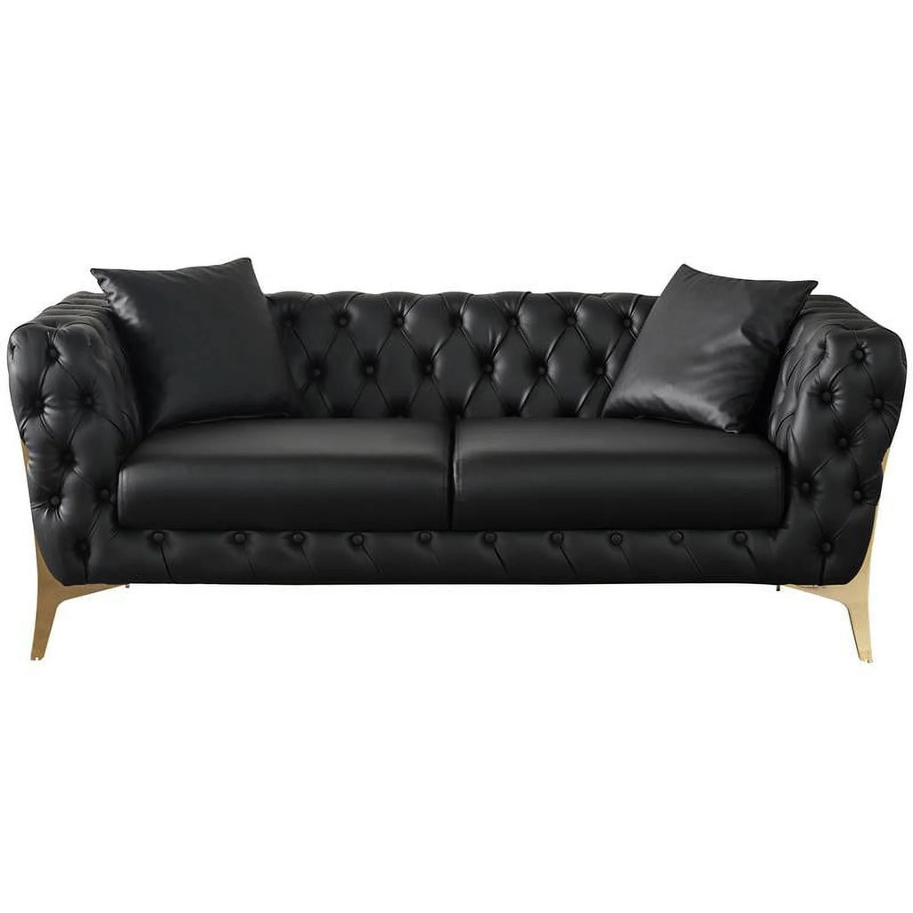 Black Vegan Leather Loveseat J879854
