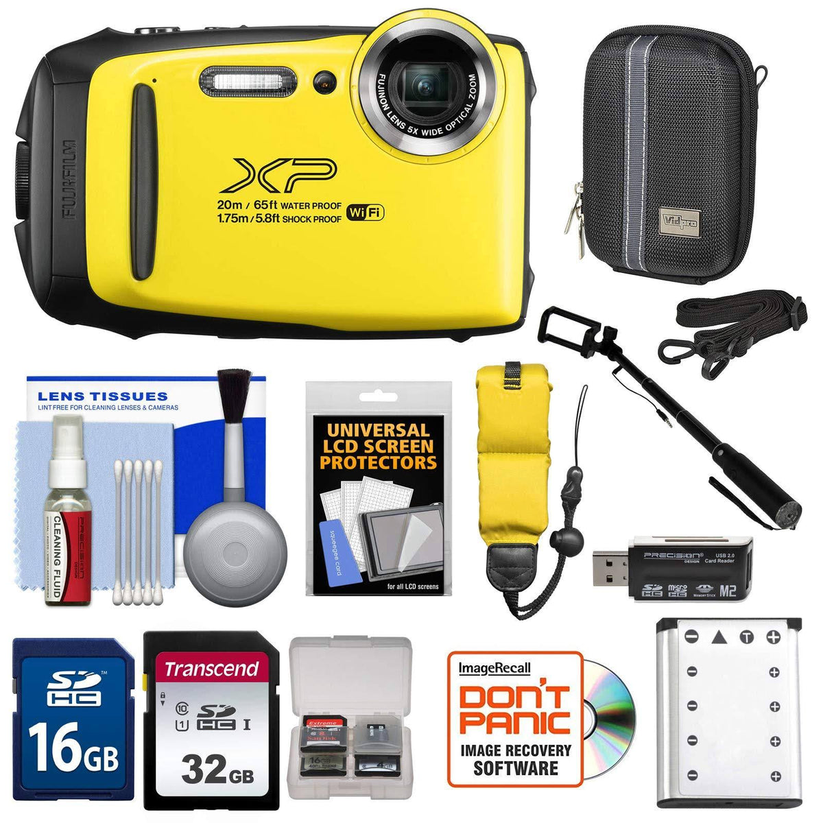 Yellow Waterproof Wi-Fi Digital Camera with 32GB Card Y883515