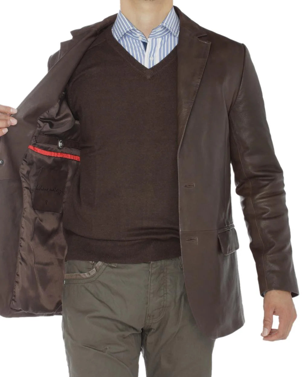 Brown Lambskin Leather Blazer Jacket X30887