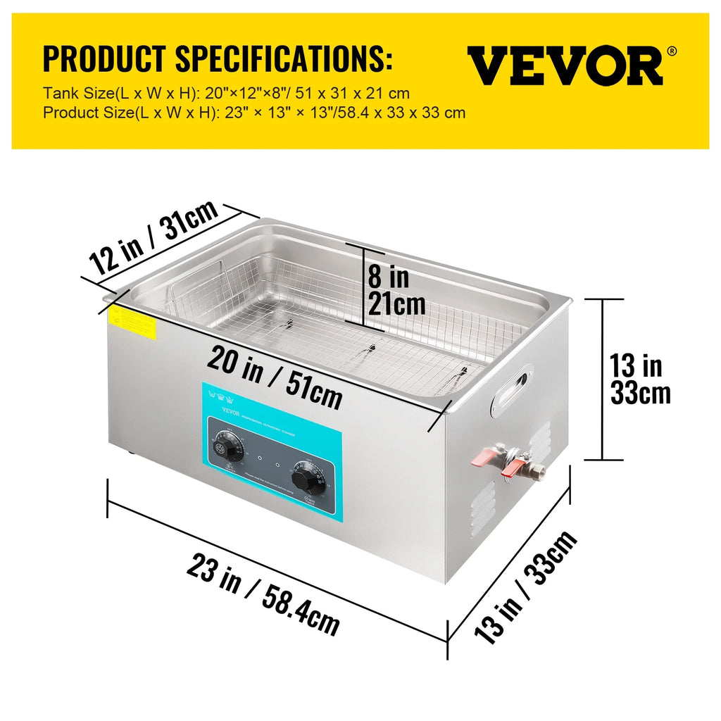 30L Ultrasonic Cleaner 304 Stainless Steel with Heater Timer G41657