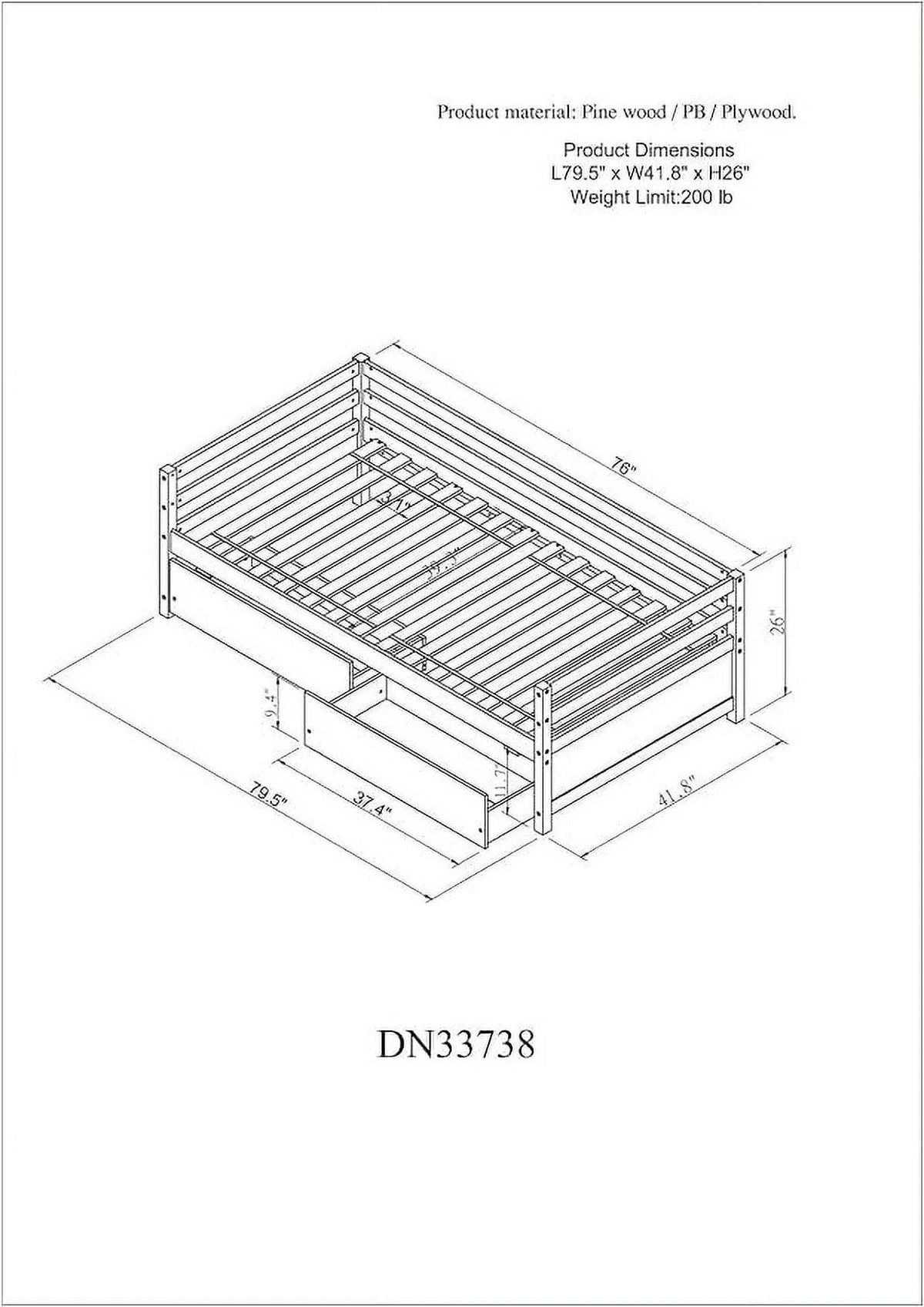 Twin Upholstered Daybed with Storage, Linen Button-Tufted, Double Drawers, Wood Slats, Beige Z196
