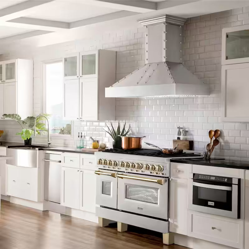 48 in. 7 Burner Double Oven Dual Fuel Range in Stainless Steel and Polished Gold M505