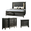 Gray 3 Piece California King Bedroom Set with Light up Headboard O4255