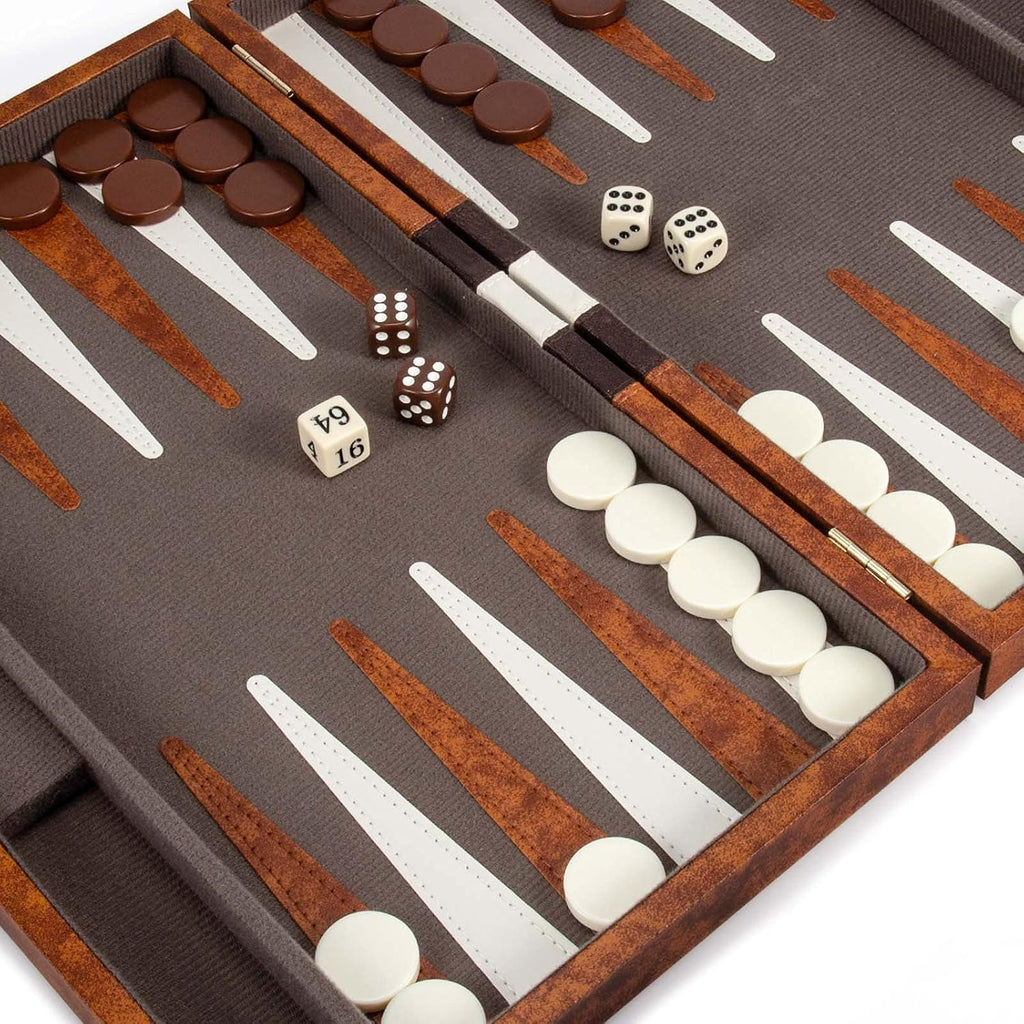15 Inches Classic Backgammon Set with Leather Case F308523