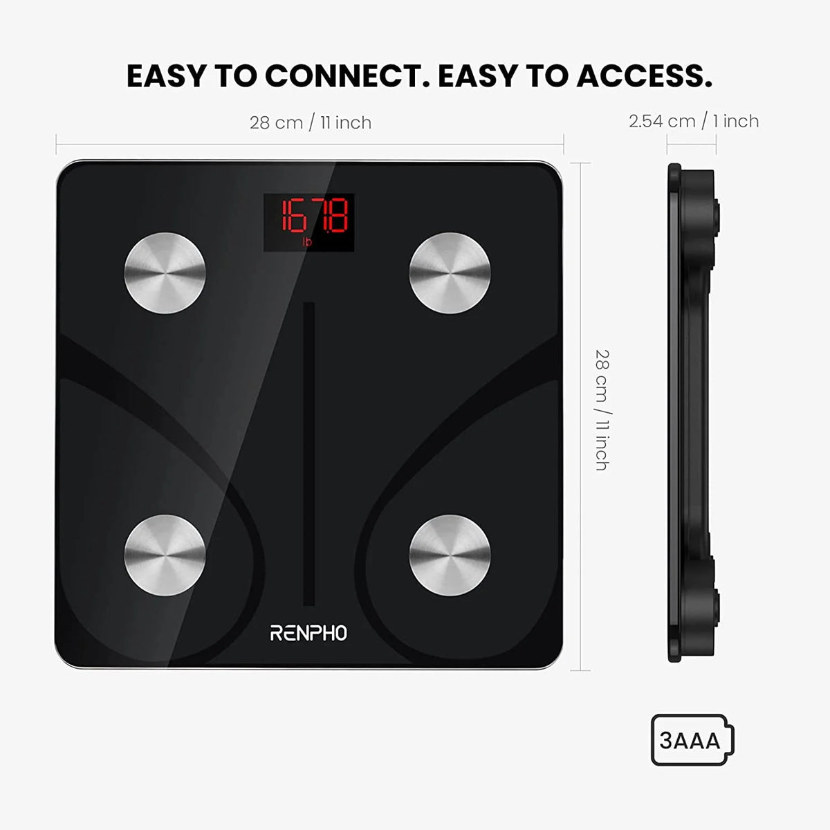 Digital Body Weight Scale, Bluetooth Smart Scale, 400 lbs, Black C44436