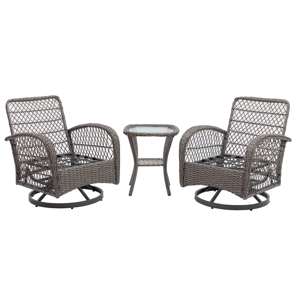 3 Pc Outdoor Swivel Rocker Patio Chairs - Gray R3514
