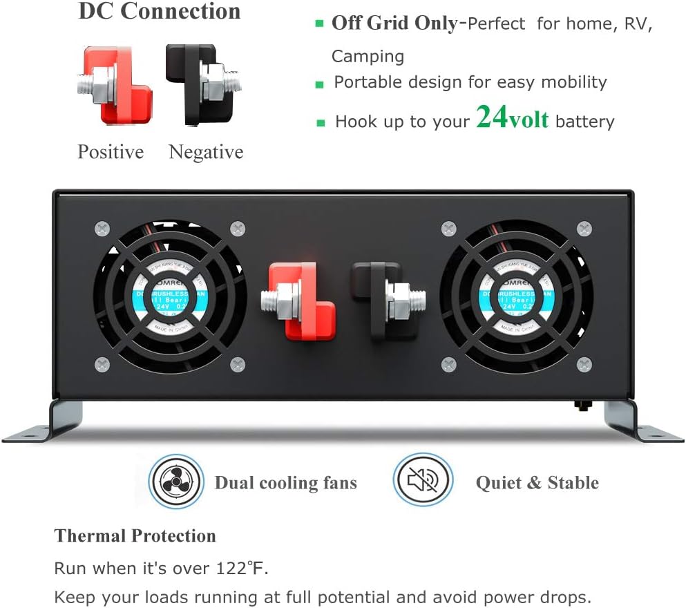 2500W Pure Sine Wave Power Inverter 24V DC to 120V AC Q949104