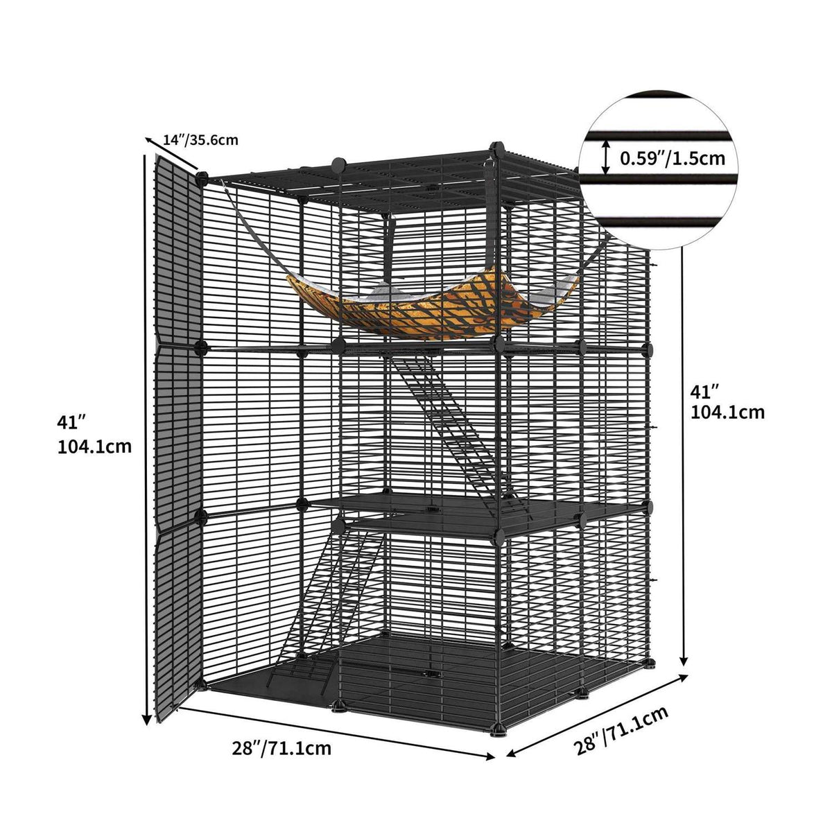 Cat Cage Cat Enclosures Cat Kennel with Extra Large Hammock I6838