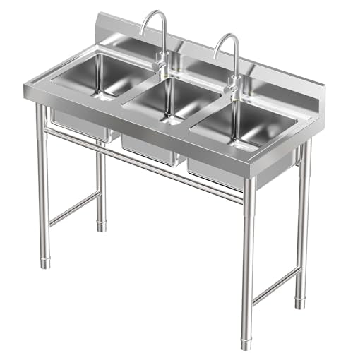Stainless Steel 3 Compartment Free Standing Utility Sink O1387