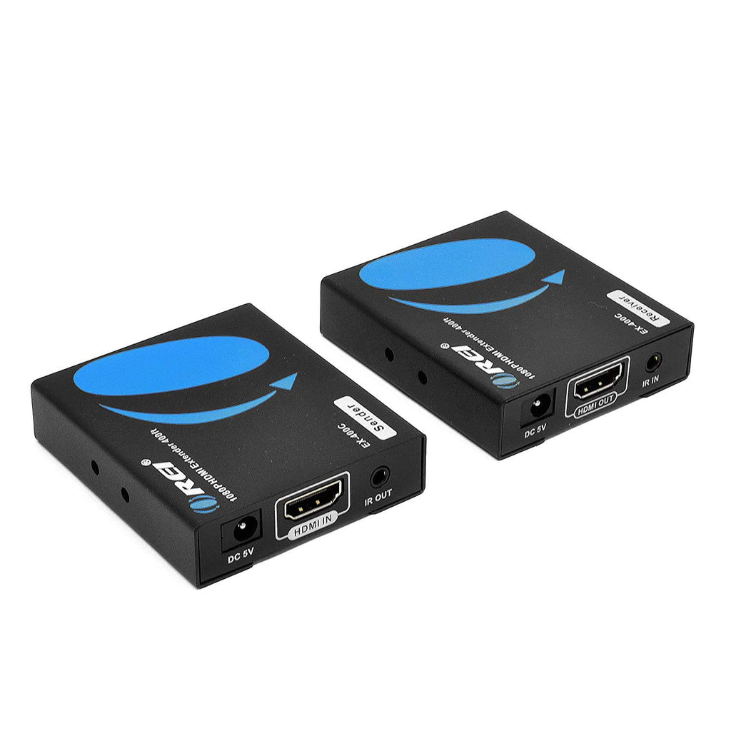 HDMI Extender Over LAN Single CAT5e/CAT6A/CAT7 Cable Uncompressed 1080p @ 60Hz with IR Up to 400 Ft Balun Kit Video Transmitter and Receiver W477