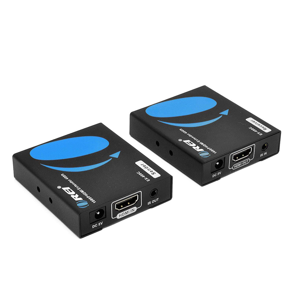 HDMI Extender Over LAN Single CAT5e/CAT6A/CAT7 Cable Uncompressed 1080p @ 60Hz with IR Up to 400 Ft Balun Kit Video Transmitter and Receiver W477