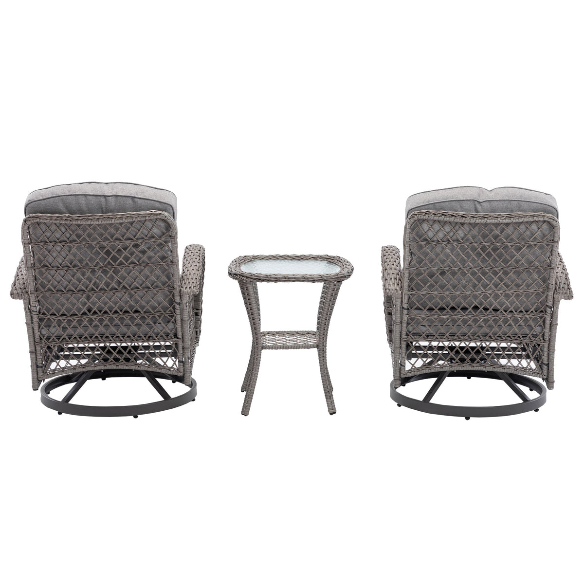 3 Pc Outdoor Swivel Rocker Patio Chairs - Gray R3514