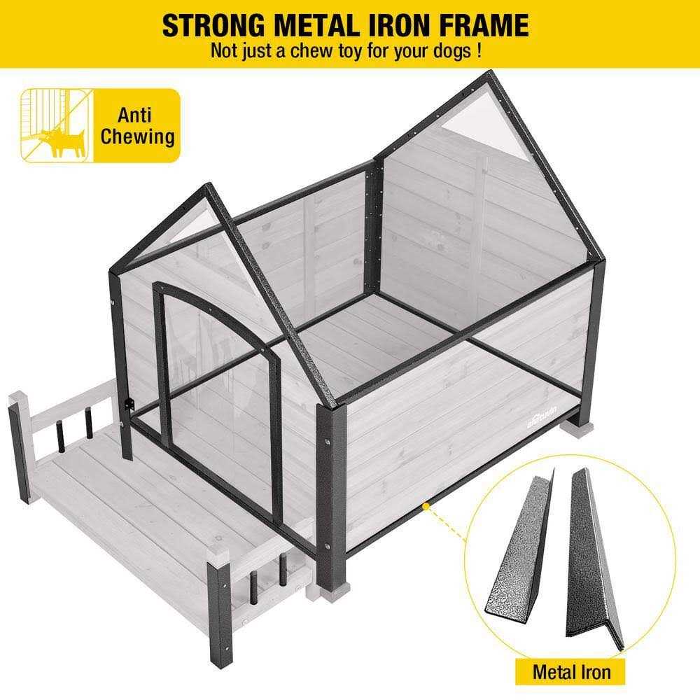 Outdoor Dog House with Porch Iron Frame O1043