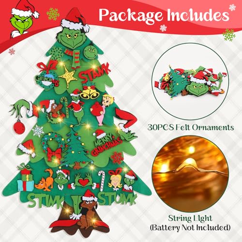 3.6FT DIY Felt Christmas Tree Set with 30PCS Ornaments X16896