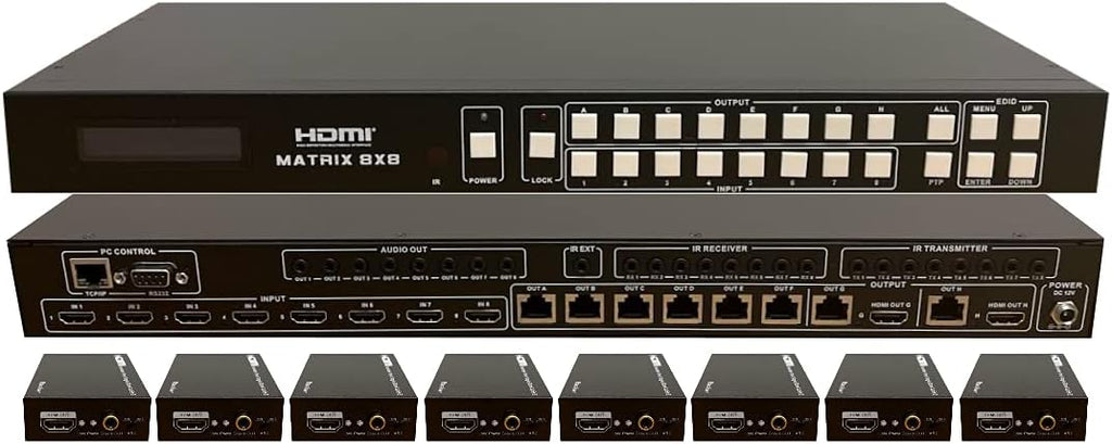 8x8 HDbaseT Matrix Switcher with 8 Receivers D706085