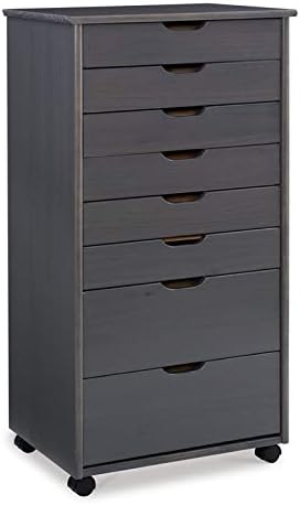 Gray Eight Drawer Wood Rolling Storage Cart Y45749