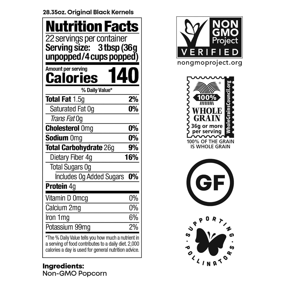 Black Gourmet Popcorn Kernels, 28.35 oz G875452