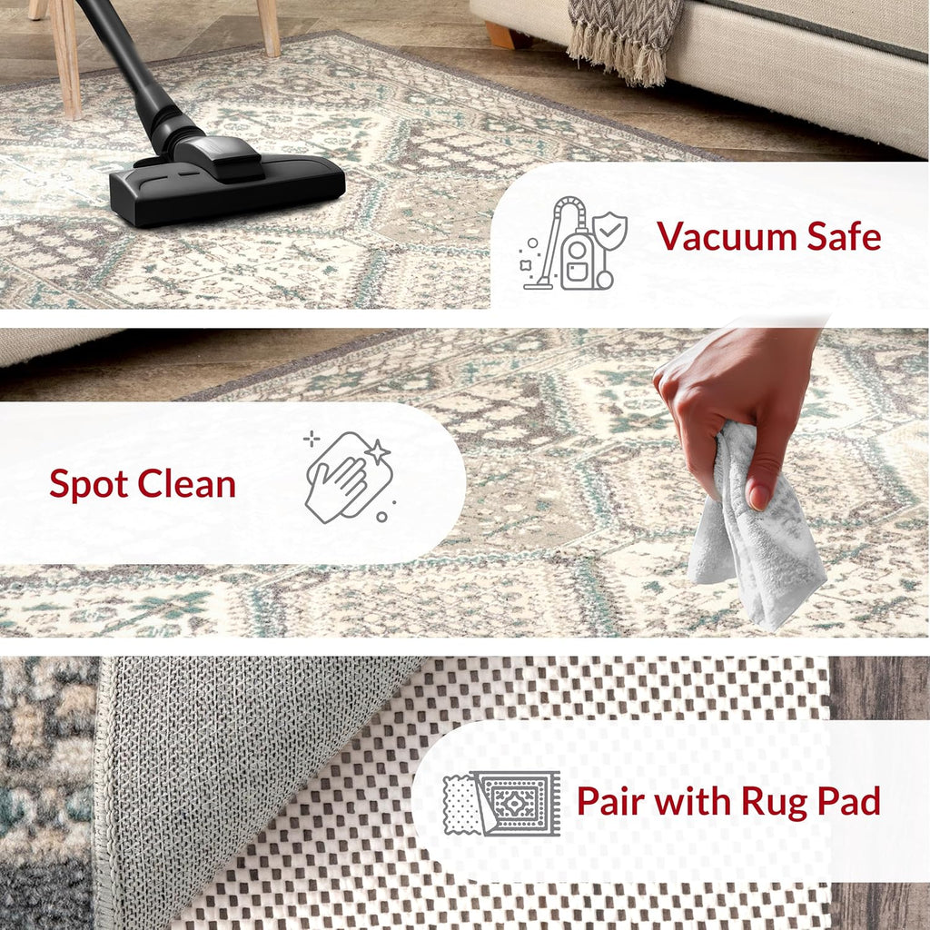 Charcoal 5x8 Stain Resistant Area Rug D970