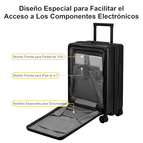 20 Inch Lightweight Hard Shell Carry On Luggage with Wheels - Black A49558