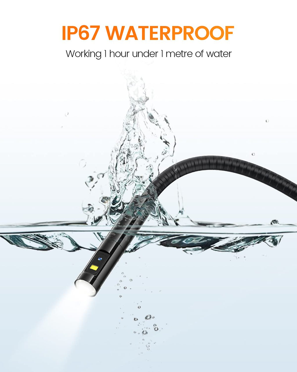 5 inches IPS Dual Lens Borescope Camera with 8mm 10ft Cable B438
