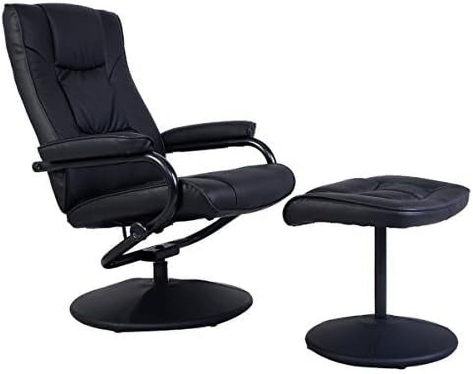 Gray PU Leather Recliner Chair with Ottoman V3575